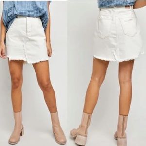 NWT Free People Brea Cut Off White Denim Skirt Size 30 Women